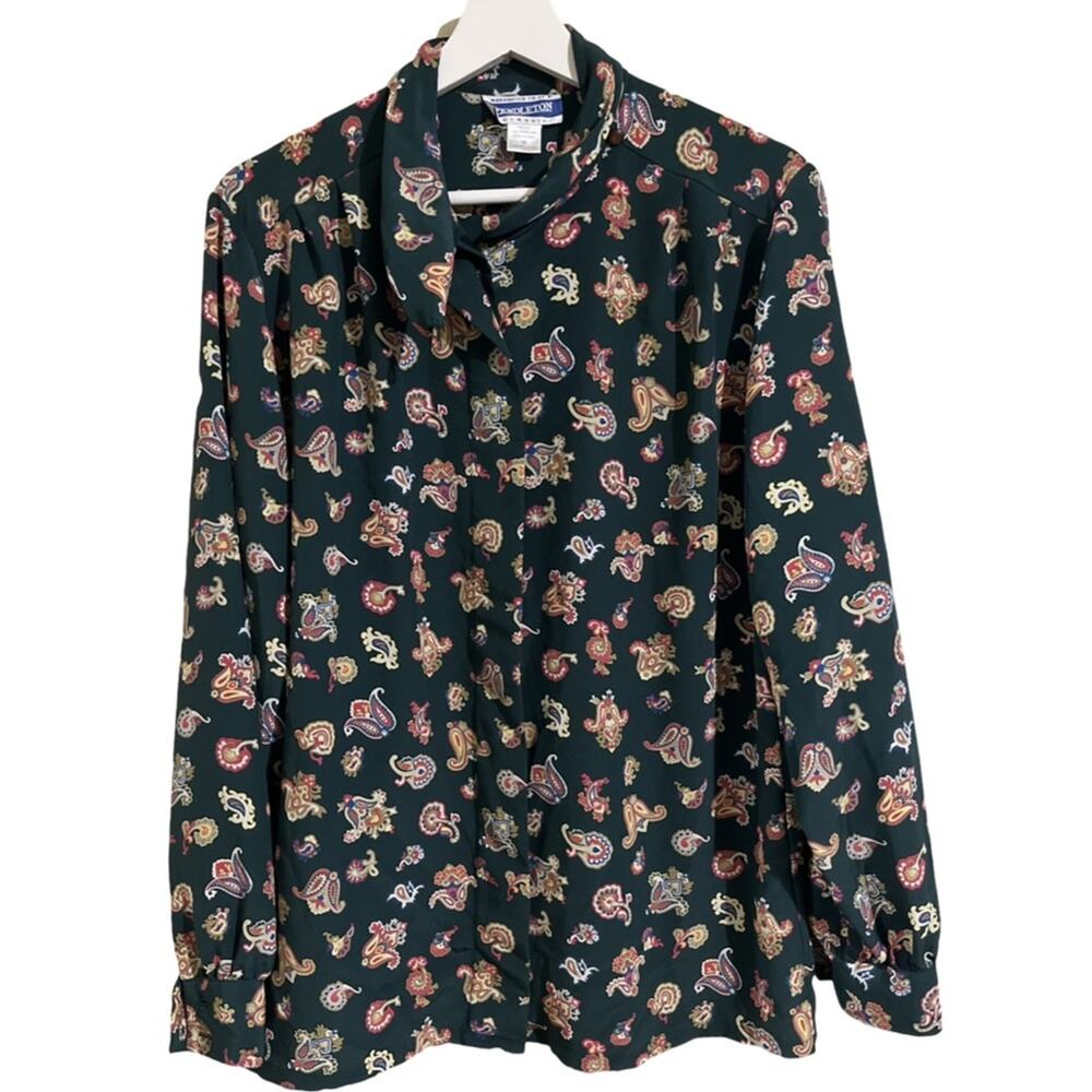 Vintage Women's Pendleton Long Sleeve Button Down Blouse. Size: 10